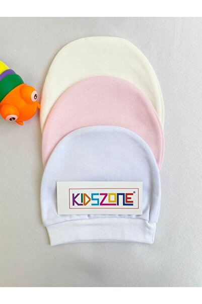 kidszone Yenidoğan Bebek Şapka Penye Şapka 3’lü Yenidoğan Bebek Şapka %100 Pamuk