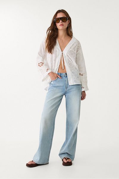 Stradivarius Embroidered patchwork kimono