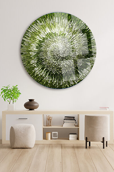 TAULART SOYUT YEŞİL DÜZEN TASARIMI KIRILMAZ LÜKS CAM TABLO YUVARLAK CAM TABLO...