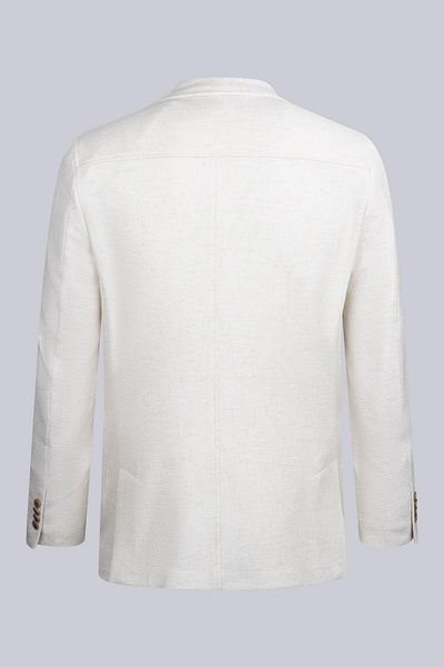 Hatemoğlu Beige Comfort Fit Mono Collar Classic Linen Jacket