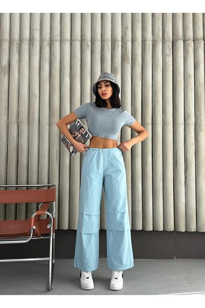 Zeo Basic Parachute Pants with Knee Pleats