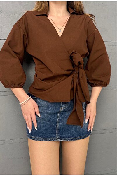 ALLEYTA Γυναικείο πουκάμισο με μανίκια με κορδόνια με λεπτομέρειες