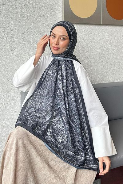 lamelif Retro Pattern Soft Shawl Black