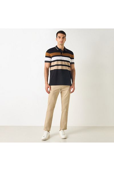FAV Striped Polo T-shirt with Short Sleeves