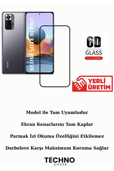 Genel Markalar Redmi Note 10 Pro Uyumlu 6D Tam Kaplayan Kırılmaz Cam