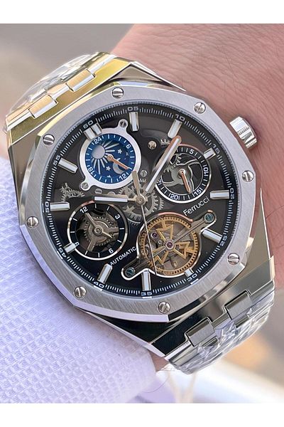 Ferrucci Men's Wrist Watch with Automatic&Wind-Up 3 Atm Water Resistant Steel Cord Bfc.03571.01