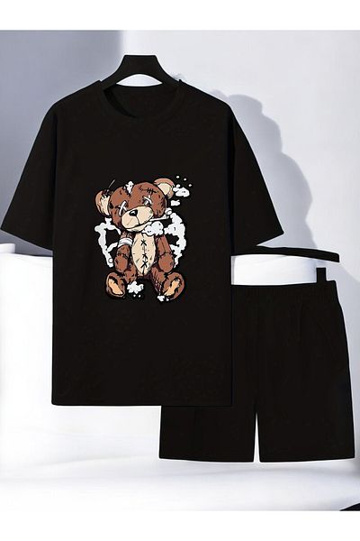 uyguntarz Σετ σορτς μπλουζάκι με στάμπα Unisex X Bear