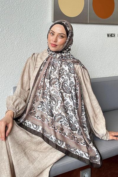 lamelif Retro Pattern Soft Shawl Off White