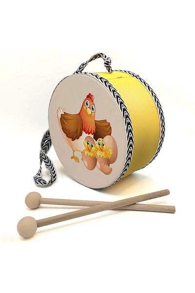BAKSEPETE Chicken family Printed leather toy children's drum yellow (2-5 years)