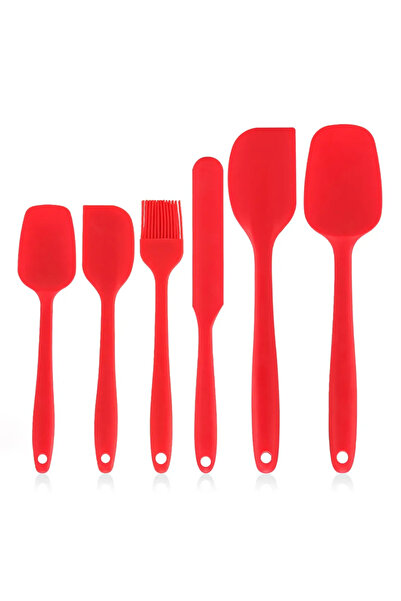 Choice1 مجموعة ملاعق سيليكون حمراء مكونة من 6 قطع، ملاعق غير لاصقة مقاومة للح...
