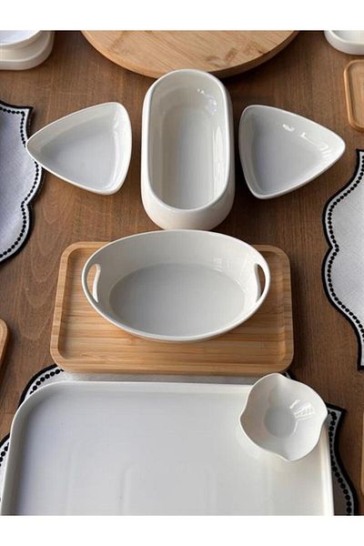 ROSSEV Breakfast Set Pure Bamboo 56 Pieces for 6 People
