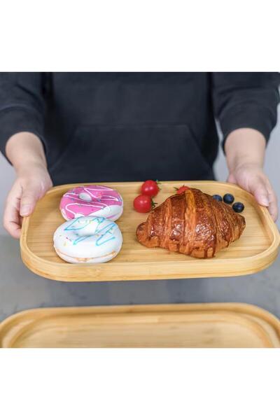 YDGR Natural Bamboo 3-Piece Tea and Presentation Tray Set – Modern and Stylish Design 33X22 & 40X28 & 46X35 cm