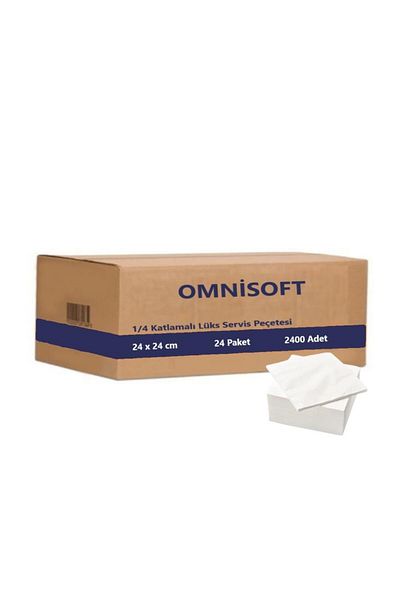 Omnisoft 24x24cm 1/4 Double Layer Luxury Serving Napkin White 24 Packs 2400 Pieces