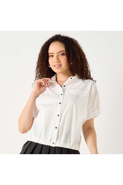 FAV Regular Fit Collared Shirt with Short Sleeves and Pocket