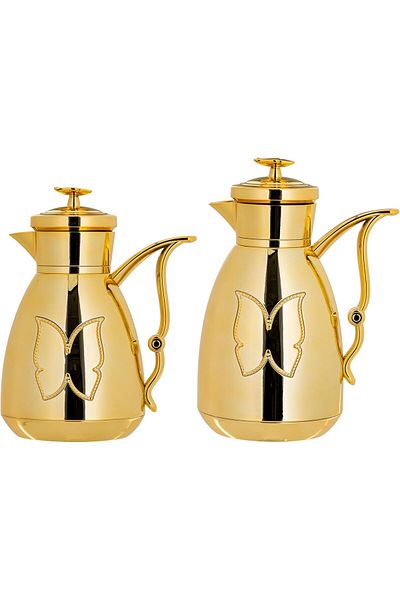 ALSAIF Coffee And Tea Vaccum Flask Set In Gold / Leak-proof And Keeps Drinks Hot 1.0/1.0 Liter