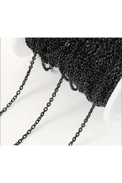 yiğit aksesuar 08 mm 1 Ball 100 Meter Black Necklace Bracelet Chain Link Chain
