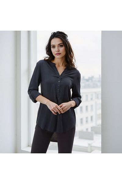 FAV Top with Long Sleeves and High Low Hem