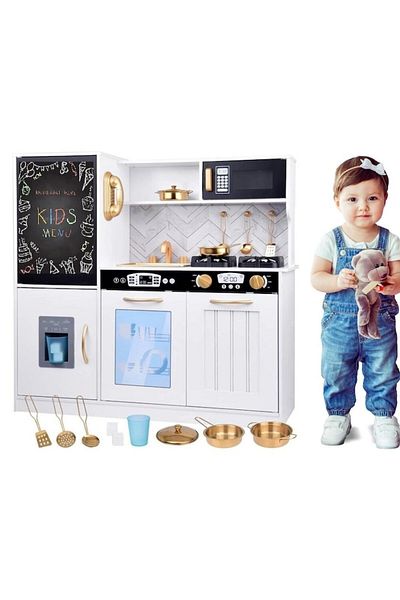 Smart Vibe Set Bucatarie pentru Copii din Lemn Natural, Kiddo Cuisine