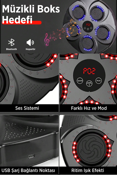 kochler Akıllı Boks Egzersiz Aleti - Bluetoothlu Boks Makinesi  - Müzikli Boks Eğitim Tahtası