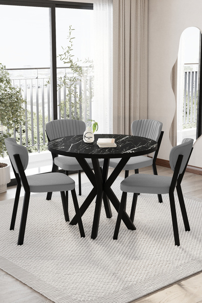 BY ORHAN GÜZEL Elma Mutfak Masası Takımı YUVARLAK 4 kişilik Mutfak Yemek Masa...