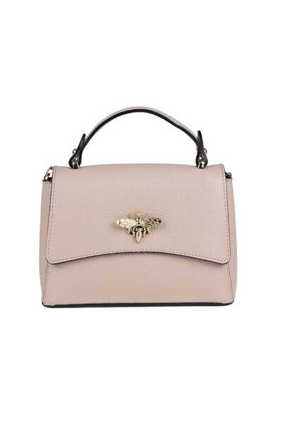 TORO NERO Geantă de damă roz pal din piele naturală Alesia