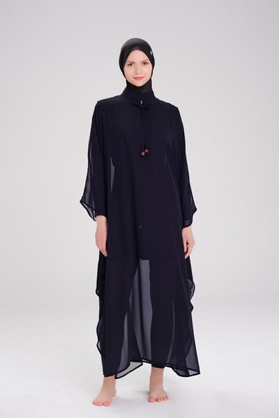 Haşema Navy Blue Long Pareo 4093