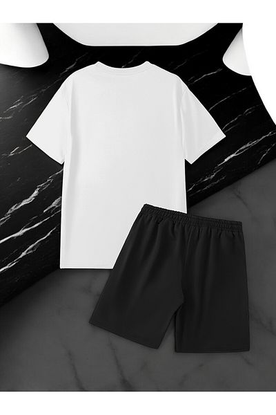 uyguntarz Σετ σορτς μπλουζάκι με στάμπα Unisex Silhouette Design