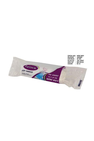 Omnipazar Polmix Mini Size Garbage Bag 40x50 Cm White 50 Rolls 2000 Pieces