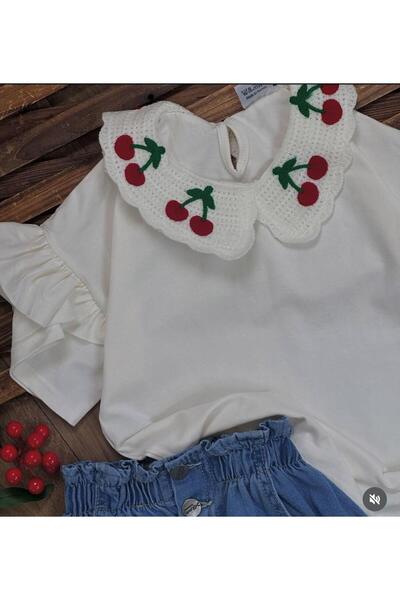 KOKOŞ BEBEK Cherry Patterned Denim Skirt Set |   Between 3/6 Years