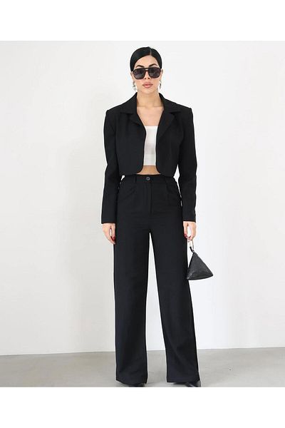 FEMİNEER.com Black Linen Palazzo Trousers