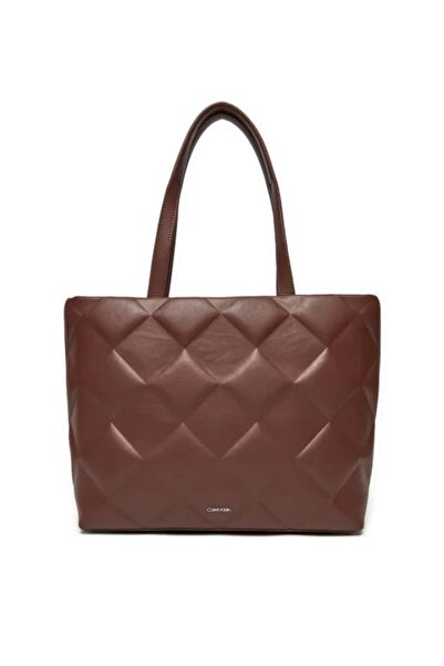 Calvin Klein Kadın Ck Diamond Quilt Medium Shopper Omuz Çantası - Bordo