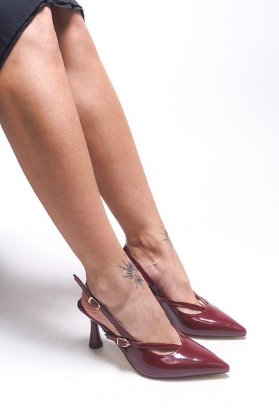 Riccon Pantofi cu toc Eblendra pentru damă 00124962 Piele lacuită roșie claret