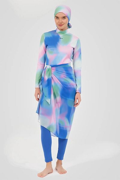 Bordomix 7080 Women's Blue Tie Dye Patterned Short Pareo