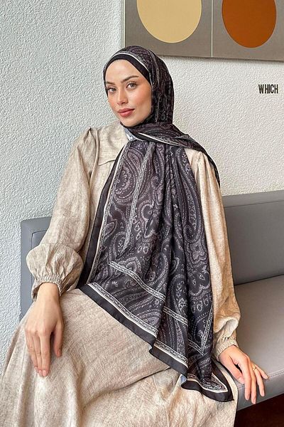lamelif Retro Pattern Soft Shawl Bitter Brown