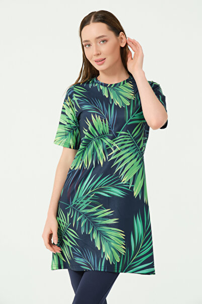 ALFASA Μοτίβο στο επάνω μισό κλειστό μαγιό Hijab 24712-25 Navy Blue