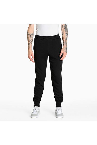 Puma Mens Essentials French Terry Closed Pants Sports Sweatpants - Black