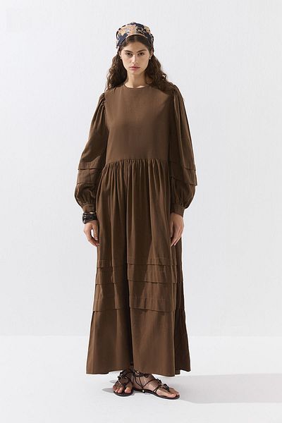Hooopstore Φόρεμα Allerli Brown από βαμβακερό μείγμα