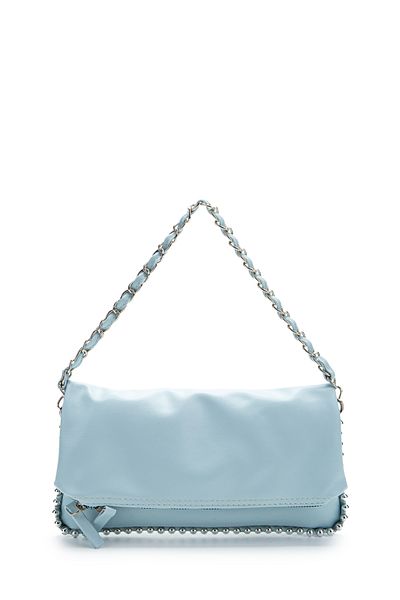 minebag Geantă de damă din piele artificială cu curea dublă cu mărgele metalice Jackie Baby Blue