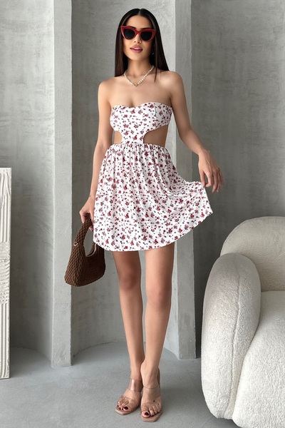 BAİA COLLECTION Strapless Tie-Up Sleeveless Back Low-Cut Tie-Up Dress