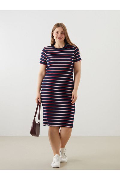 LC Waikiki Women Polyester Fabric Skinny Cut Striped Dress
