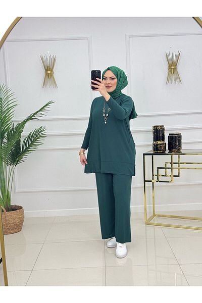 Enans Design طقم حجاب نسائي مكون من قطعتين تونيك وبنطلون