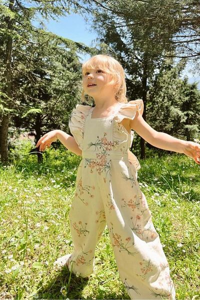 miabambim Floral Pattern Jumpsuit with Ruffle Detail