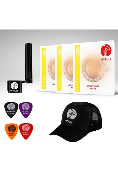 Pitbull Strings Mutant Series Classical Guitar String Hard Tension Mcg Nt 3P Ssc Set of 3 Hat, Picks and Strings Wizard