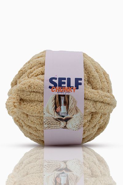 Self Beige Chunky Thick Blanket Yarn, Throw Pillow, Pouf, Scarf, Hand Knitted Blanket Knitting Yarn