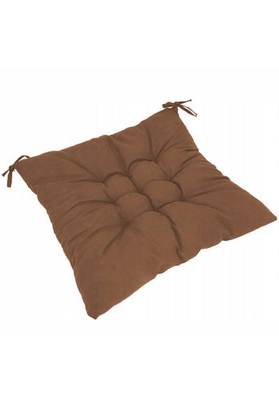 OEM Chair cushion with tie straps, 40x40 cm, 4 cm thick, polyester and sponge, brown