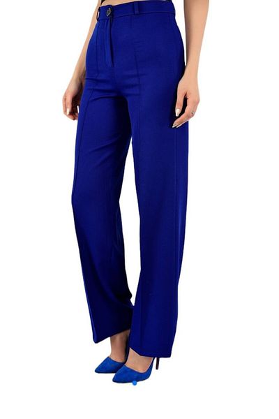 Sevda Kılınç Large Size Striped Crepe Fabric Trousers