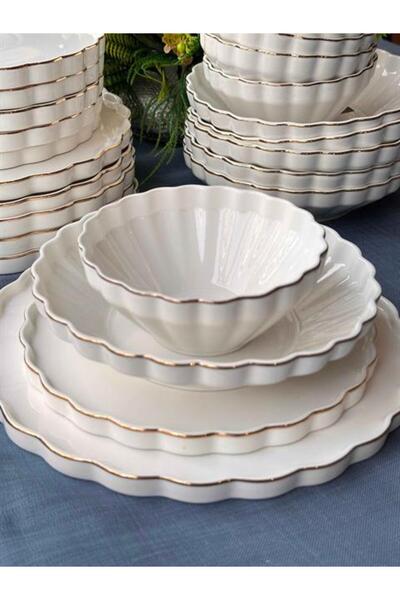 ROSSEV Yemek Takımı Twıst Gold 24 Parça 6 Kişilik