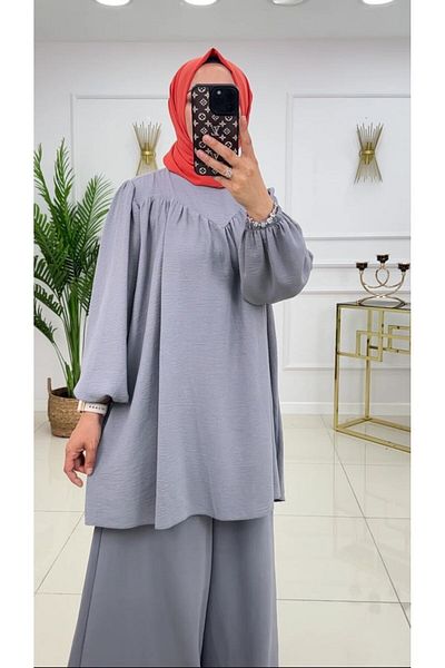 Enans Design Women's Hijab 2 Piece Set Tunic & Skirtpants