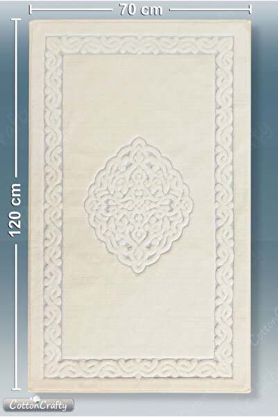 Cotton Crafty Cotton Woven Water Absorbent Bath Mat, Bathroom Rug Victoria 70 X 120 cm Cream
