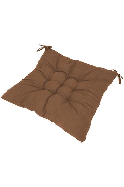 OEM Chair cushion with tie straps, 40x40 cm, 4 cm thick, polyester and sponge, brown